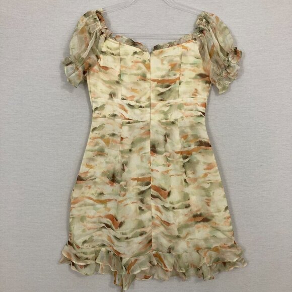 New Saints + Secrets Ruffle Ruched Detail Milk Maid Mini Dress Medium Feminine - Picture 10 of 13